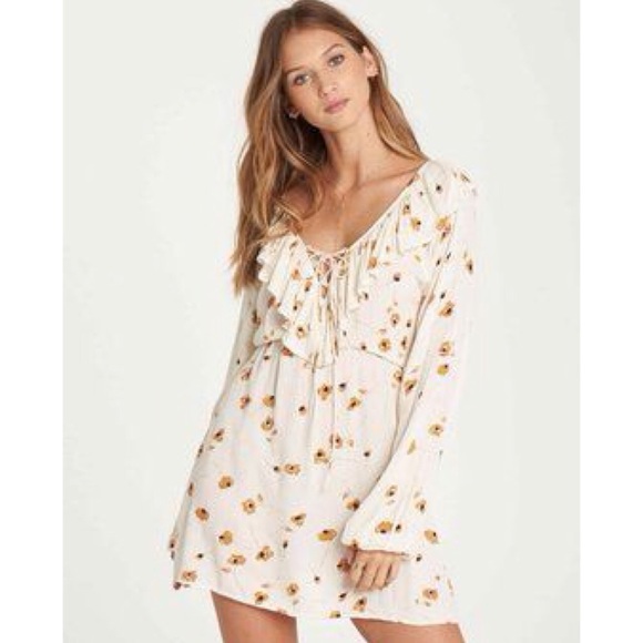 Billabong Floral Take Away Long Sleeve Mini Dress S - Picture 4 of 4